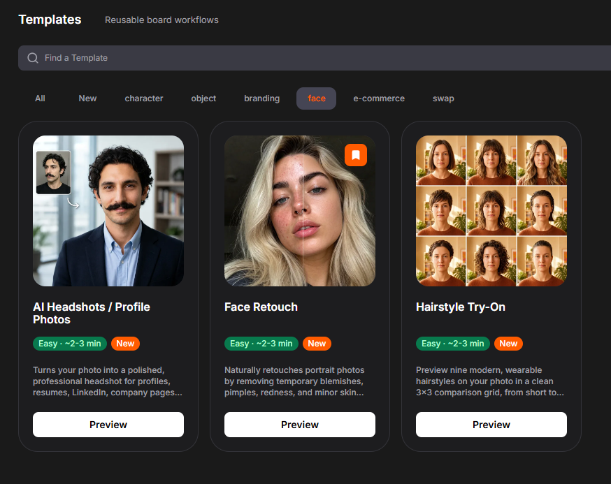 Work with templates visual