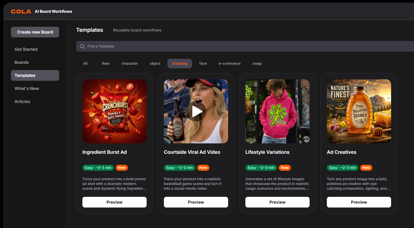 Work with templates visual